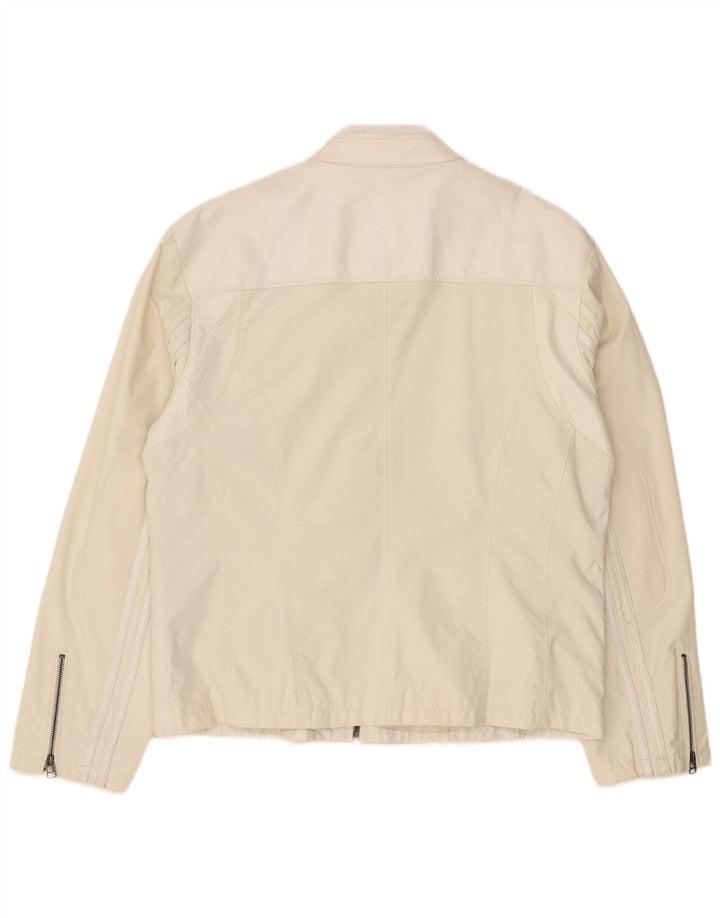 Vintage mujer chaqueta de cuero de gran tamaño IT 44 cuero blanco medio