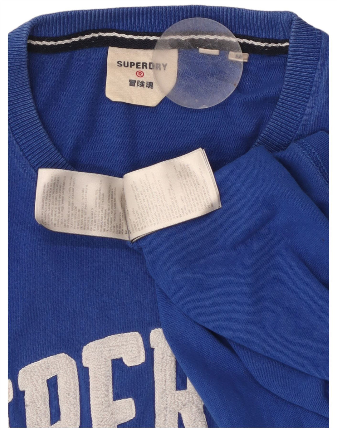 SUPERDRY Hombre Camiseta gráfica Top Algodón azul medio