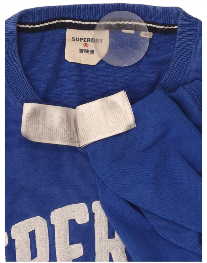 SUPERDRY Hombre Camiseta gráfica Top Algodón azul medio