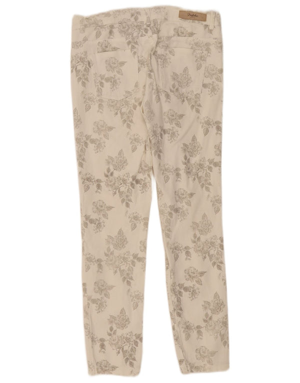 Zara Mujer Trafaluc Slim Casual Pantalones EU 38 Small W28 L27 Blanco Floral