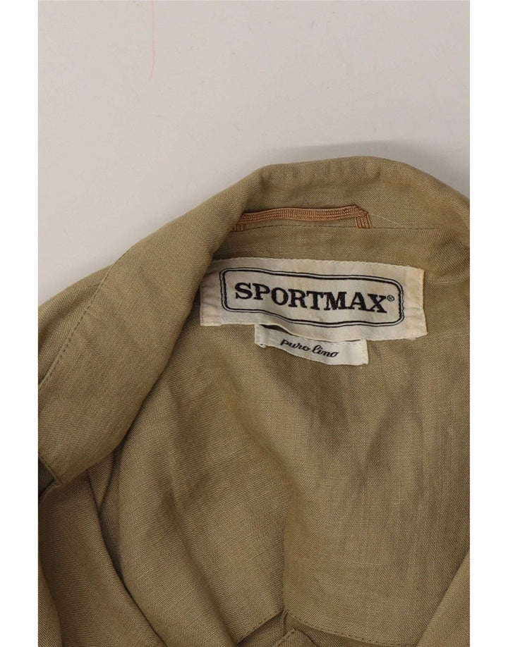 Sportmax Chaqueta tipo blazer con doble botonadura para mujer UK 12 Medium Green Linen
