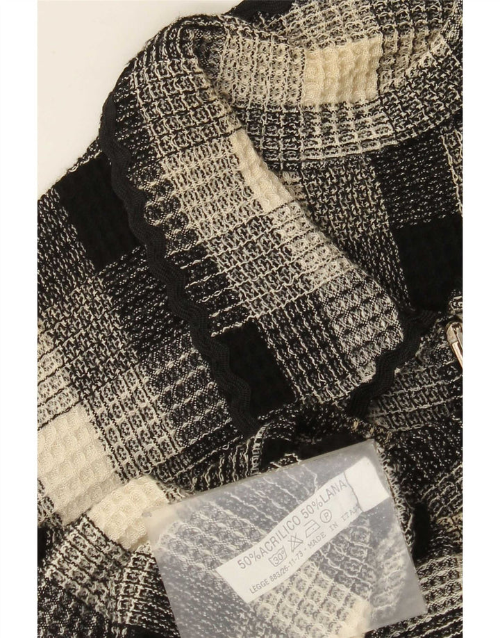Vintage mujer sin mangas Cardigan suéter Reino Unido 12 cheque multicolor medio