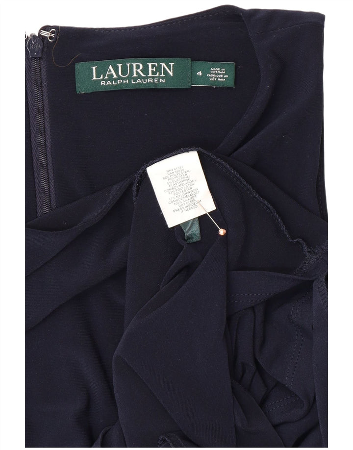 RALPH LAUREN Vestido sin mangas para mujer US 4 Pequeño Poliéster azul marino