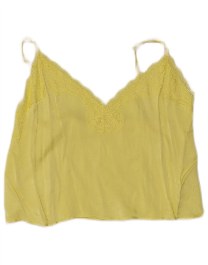 Vintage mujeres Cami Top Reino Unido 10 Pequeño Amarillo