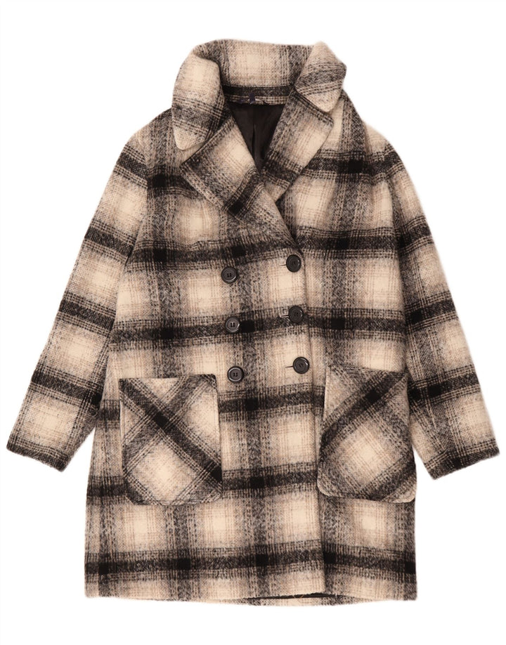 Marks & Spencer Abrigo cruzado para mujer UK 46 Large Beige Check