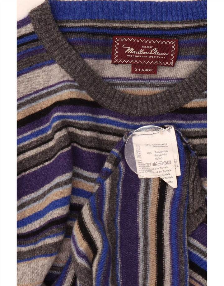 Marlboro Classics - Jersey de cuello redondo para hombre, talla XL, multicolor, a rayas