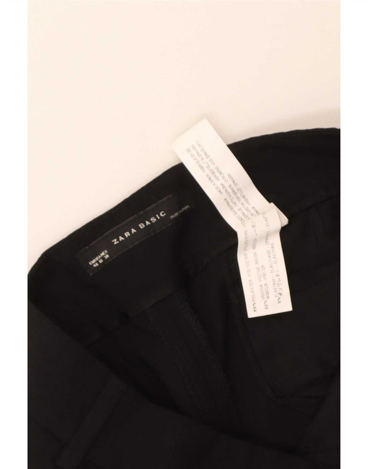 Zara Mujer Pantalón De Traje Slim EU 40 Medium W30 L28 Poliéster Negro