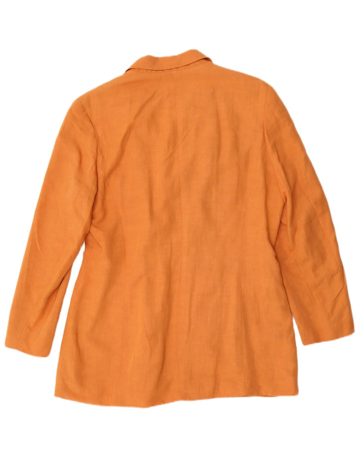 Vintage mujer doble pecho Blazer chaqueta Reino Unido 16 gran viscosa naranja