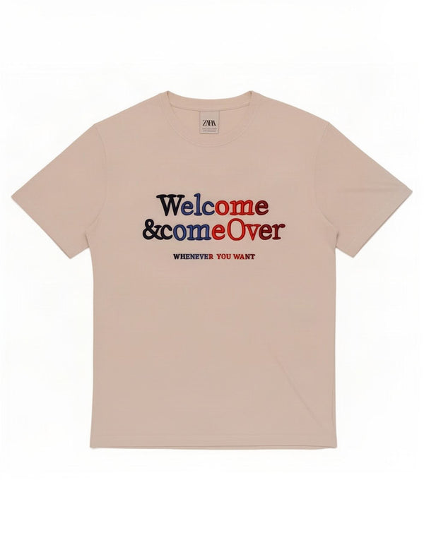 Zara Hombre Camiseta Gráfica Top Small Blanco