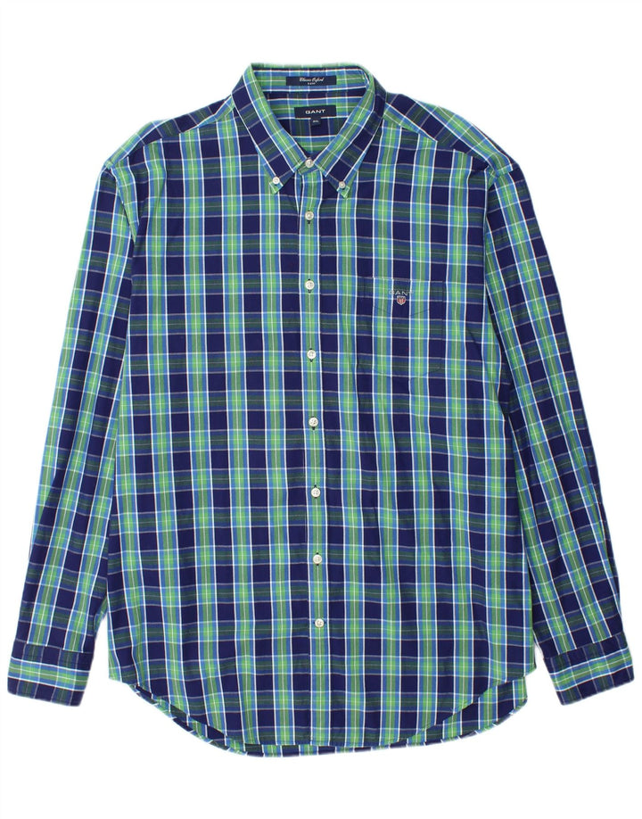 GANT Camisa E-Z Fit Classic Fit para hombre 2XL Algodón a cuadros azul marino