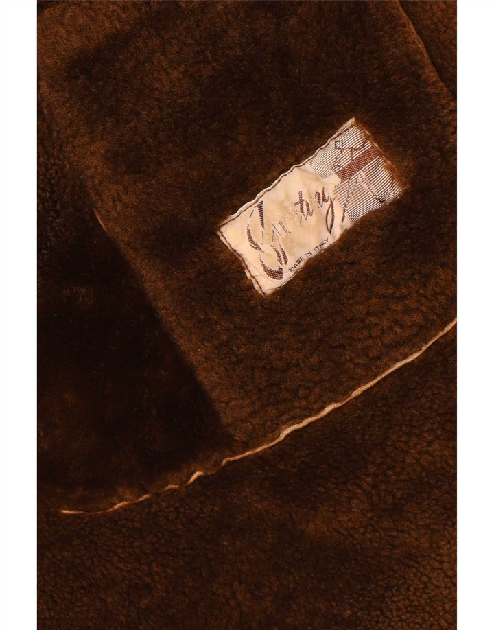 Vintage hombres shearling chaqueta Reino Unido 38 marrón medio