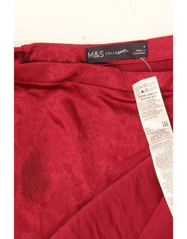 Marks & Spencer Falda Acampanada para Mujer UK 8 Small W26 Acetato Rojo