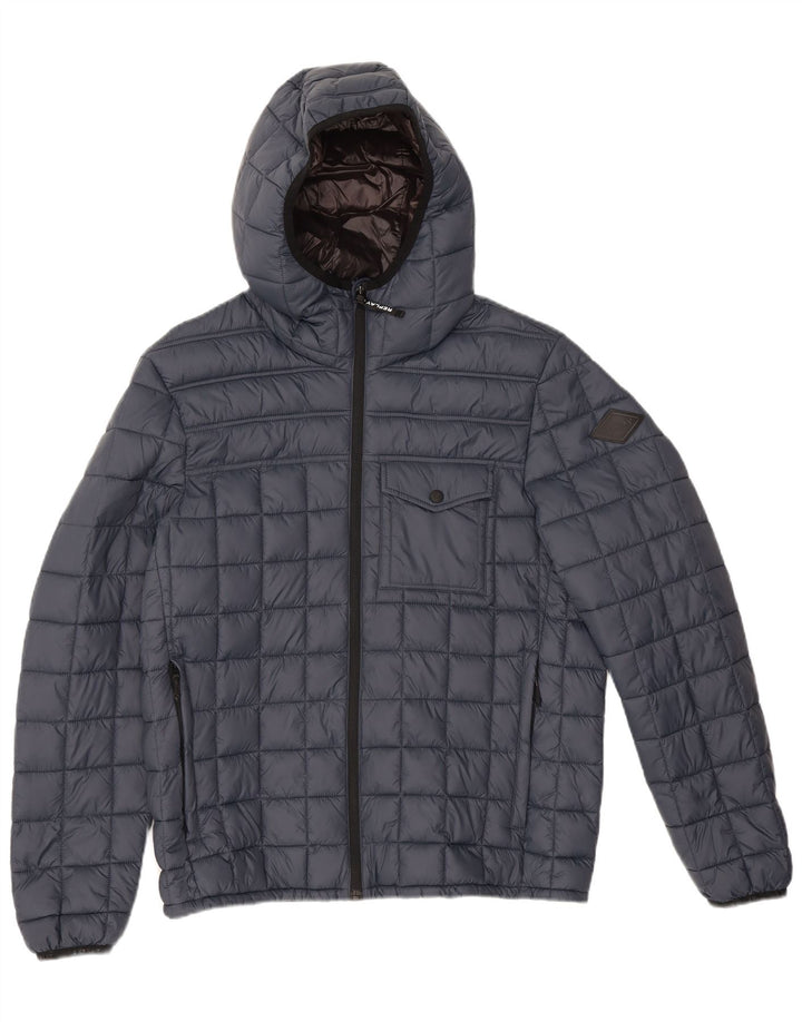 Replay Chaqueta acolchada con capucha para mujer UK 46 Large Poliamida azul marino