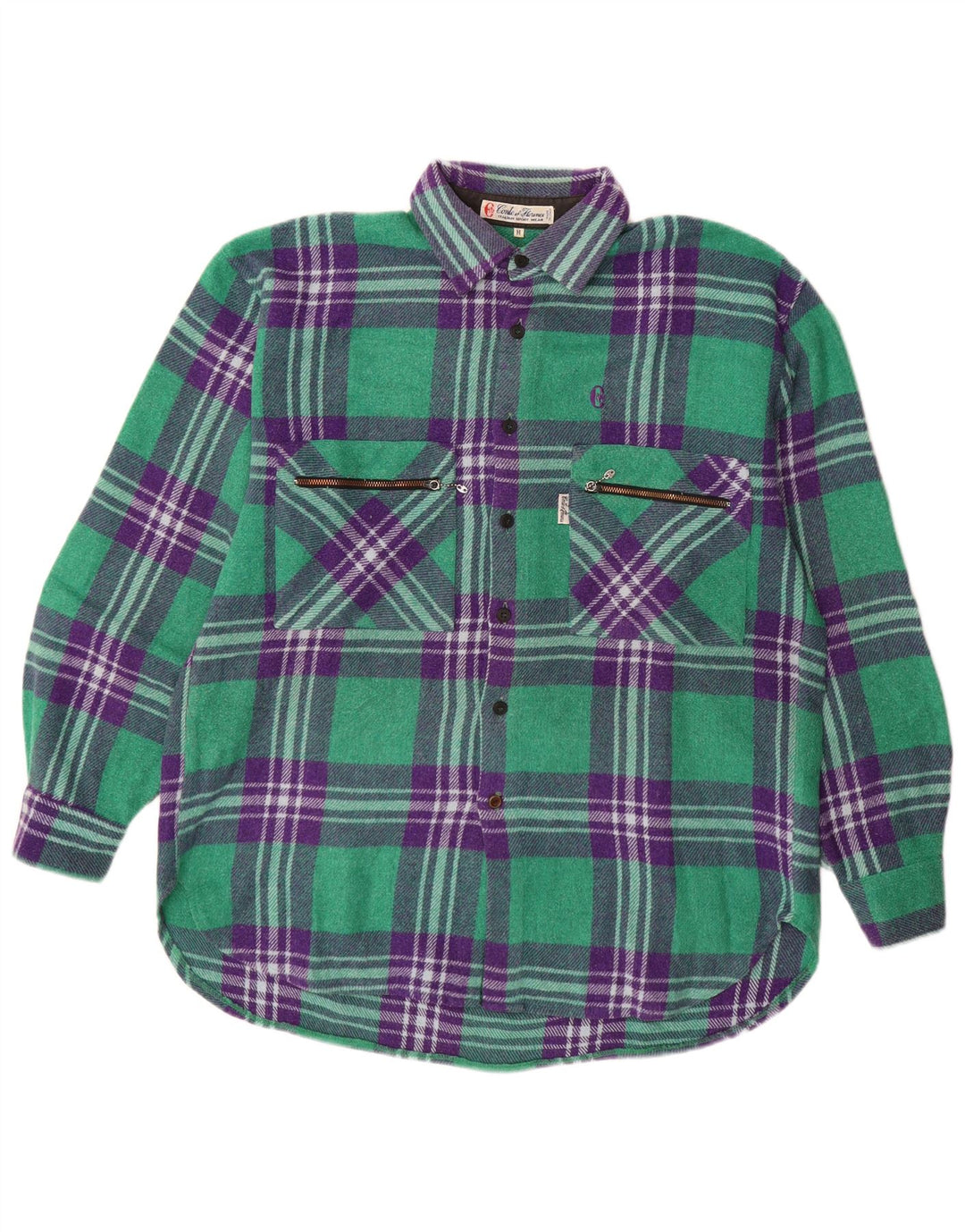 CONTE OF FLORENCE Camisa de franela para hombre Lana a cuadros verde medio