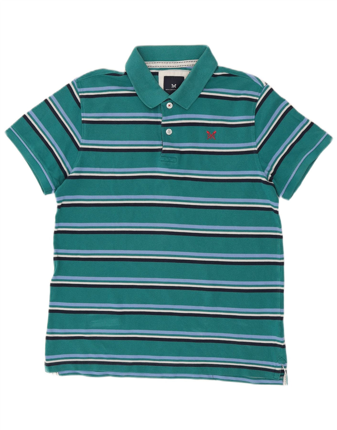 CREW CLOTHING Polo para hombre de algodón a rayas verde medio