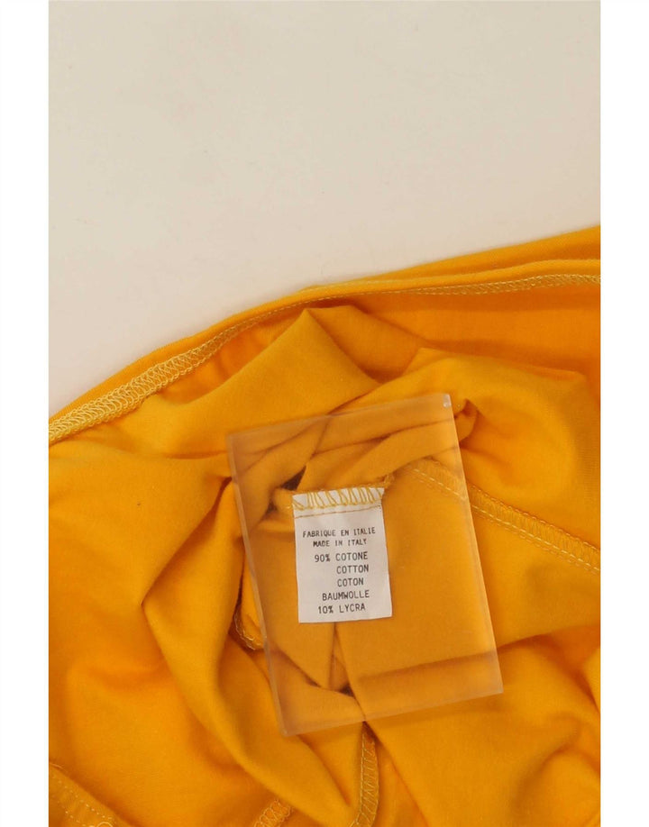 Vintage mujer sin mangas body UK 12 algodón amarillo medio