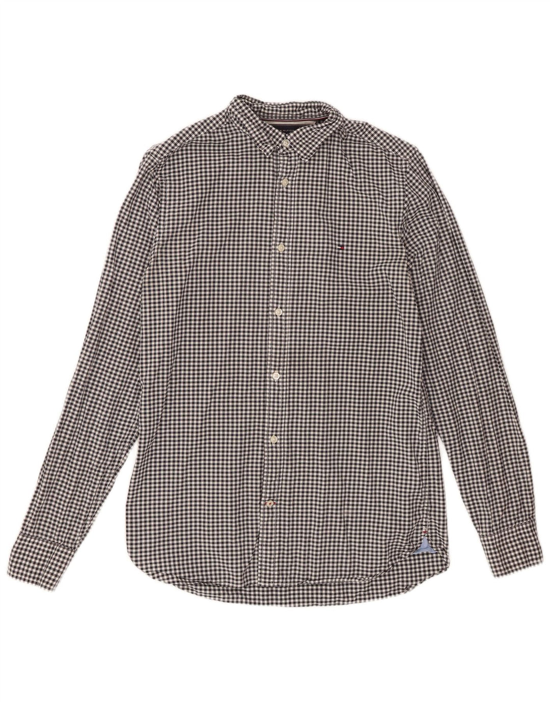Camisa Tommy Hilfiger para hombre pequeña de algodón a cuadros negro