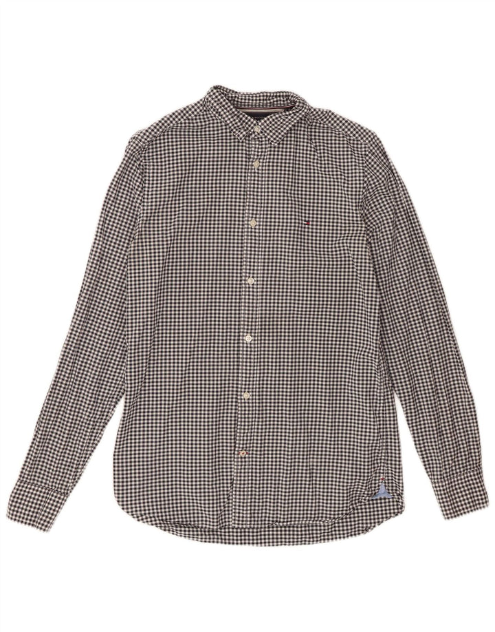 Camisa Tommy Hilfiger para hombre pequeña de algodón a cuadros negro