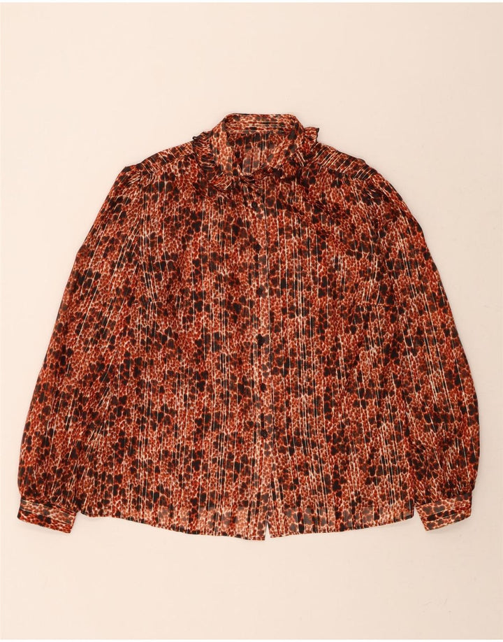 VINTAGE Womens Abstract Pattern Shirt Blouse UK 14 Large Brown Vintage Vintage and Second-Hand Vintage from Messina Hembry 