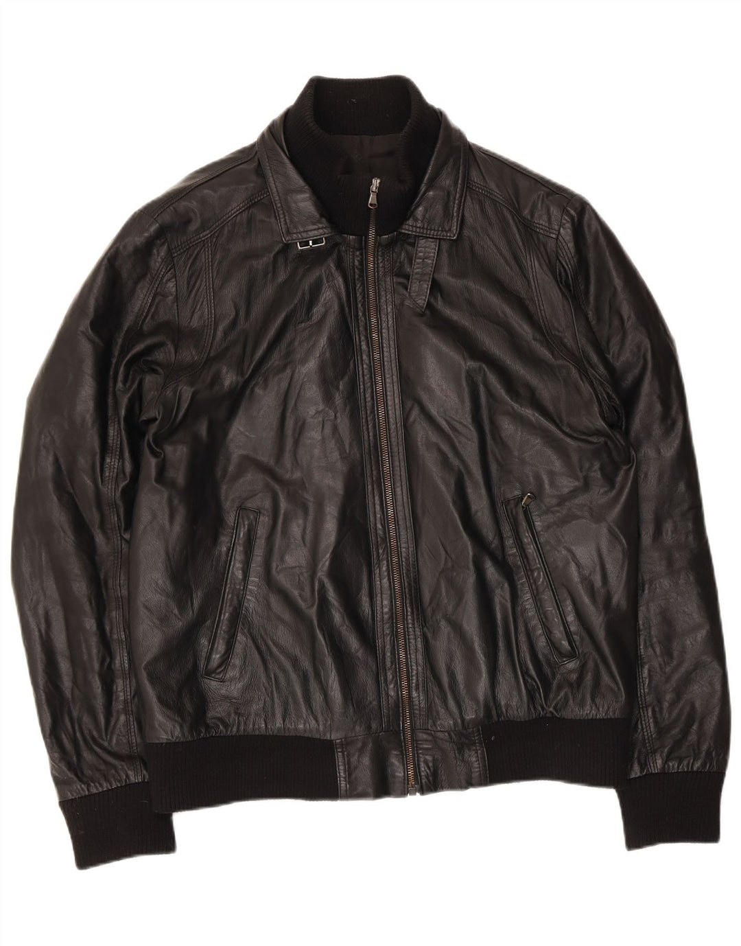Gianfranco Gotelli Chaqueta Bomber de Cuero para Hombre UK 38 Cuero Negro Mediano
