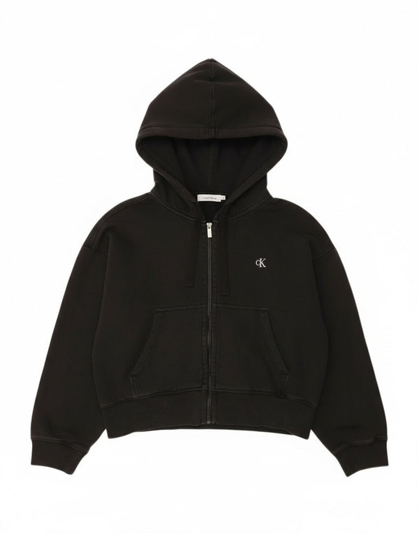 Calvin Klein Jeans Suéter con capucha y cremallera corta para mujer Reino Unido 14 Mediano Negro