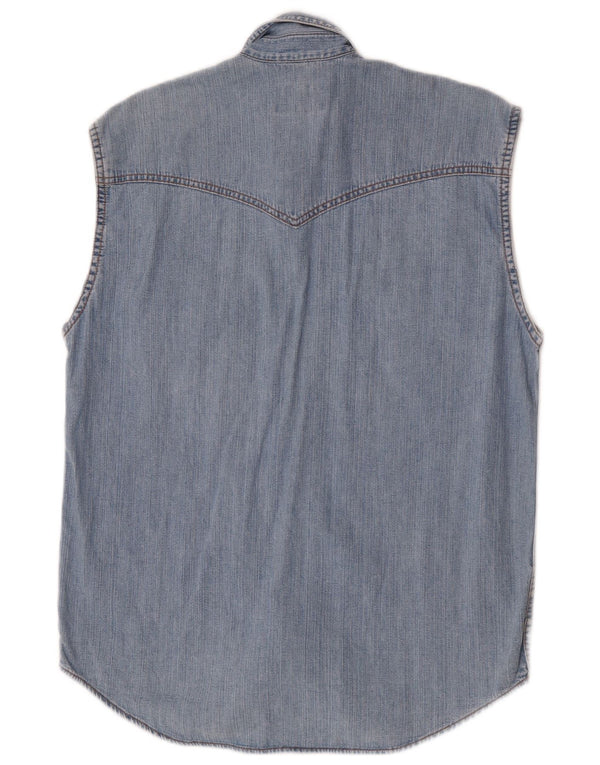 Wrangler Camisa Vaquera Sin Mangas Para Hombre Algodón Azul Pequeño