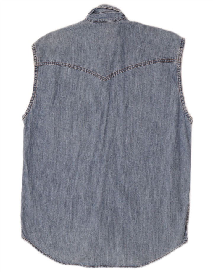 Wrangler Camisa Vaquera Sin Mangas Para Hombre Algodón Azul Pequeño