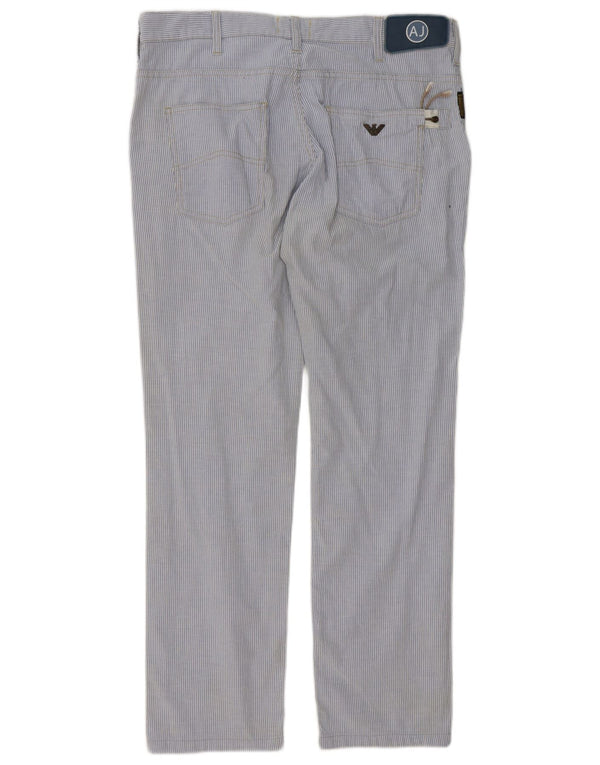 Armani Hombre Pantalones Chinos Rectos W32 L30 Algodón A Rayas Azul