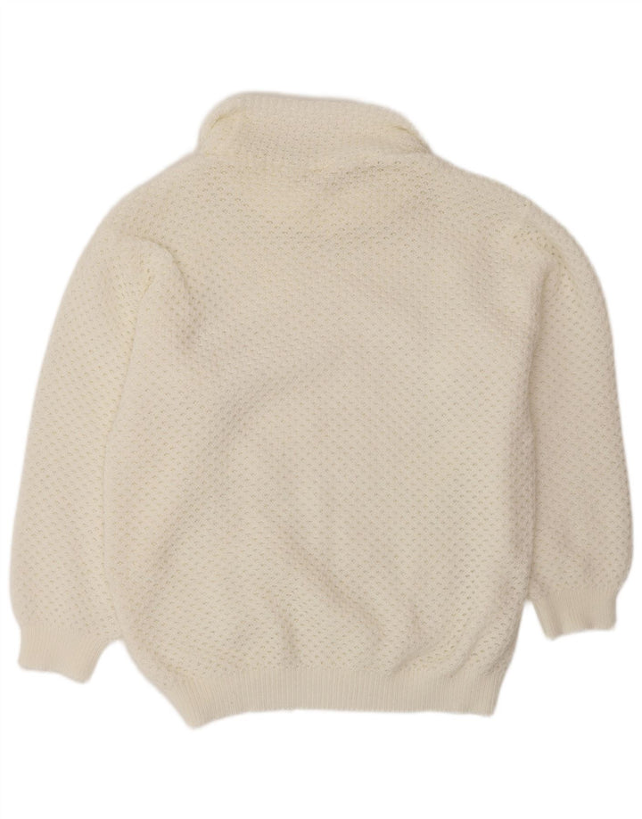 VINTAGE Mujer Oversize Roll Neck Jumper Suéter Reino Unido 14 Medio Blanco