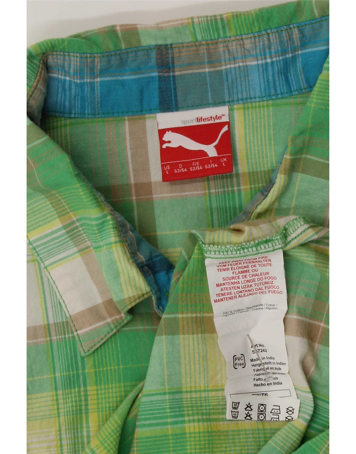 Nike Camisa de manga corta para hombre, algodón a cuadros verdes grandes