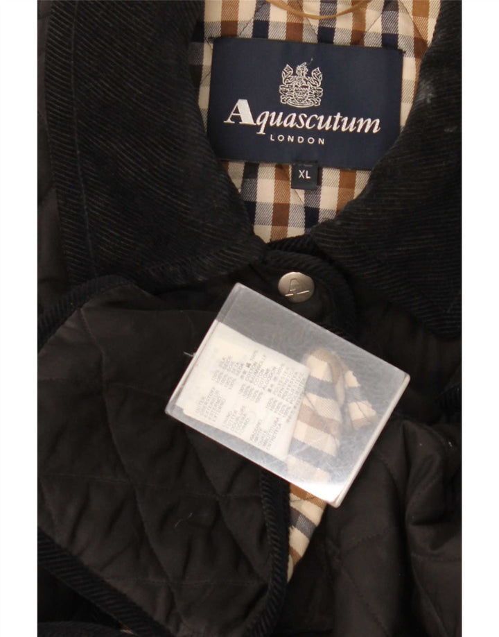 Aquascutum Chaqueta acolchada para mujer UK 40 XL Seda negra