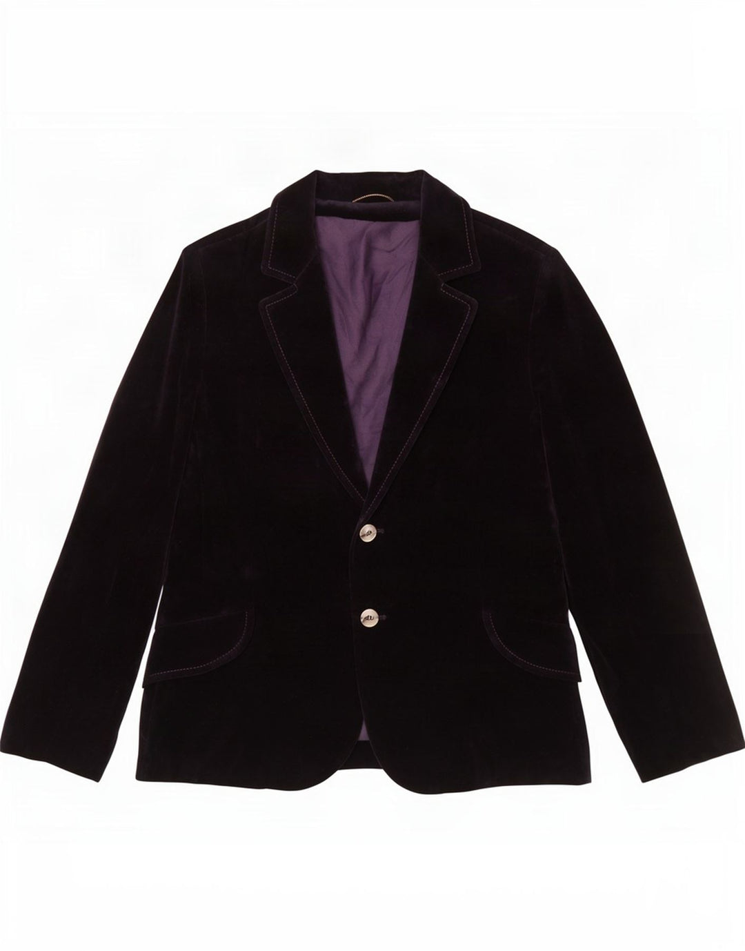 Vintage mujer 2 botones terciopelo Blazer chaqueta Reino Unido 12 algodón púrpura medio