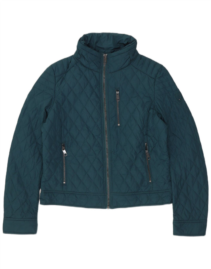 Tommy Hilfiger Chaqueta Acolchada Corta para Mujer Reino Unido 14 Algodón Verde Medio
