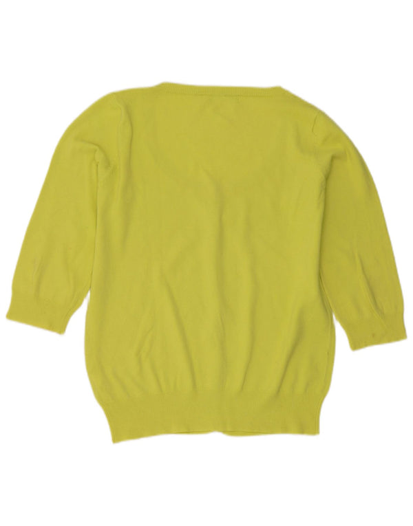 Zara Mujer Cárdigan Manga 3/4 Suéter UK 40 XL Algodón Verde