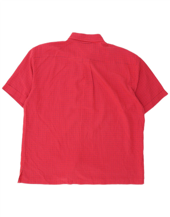 Tommy Hilfiger Camisa de manga corta para hombre XL Rayón de cuadros rojos