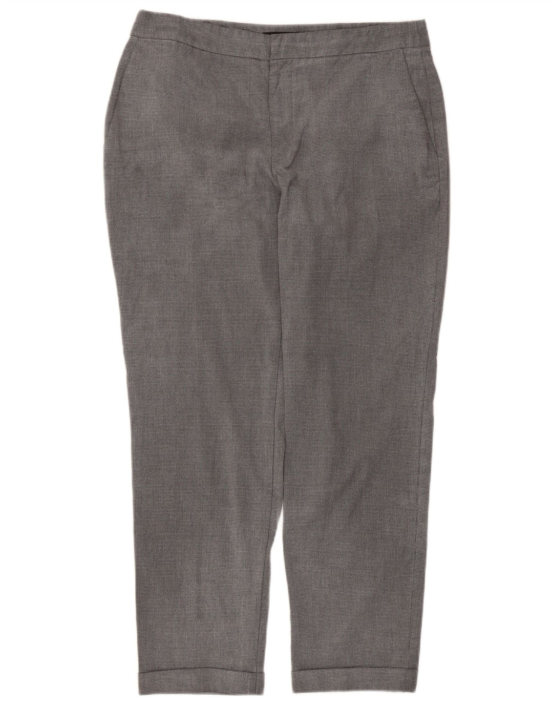 Zara Mujer Pantalón Chino Recto EU 40 Medium W30 L27 Gris Pata De Gallo