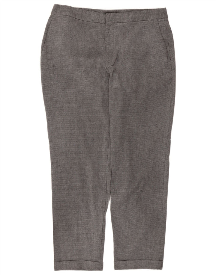 Zara Mujer Pantalón Chino Recto EU 40 Medium W30 L27 Gris Pata De Gallo