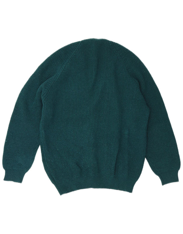 Vintage hombres Cardigan suéter grande lana verde