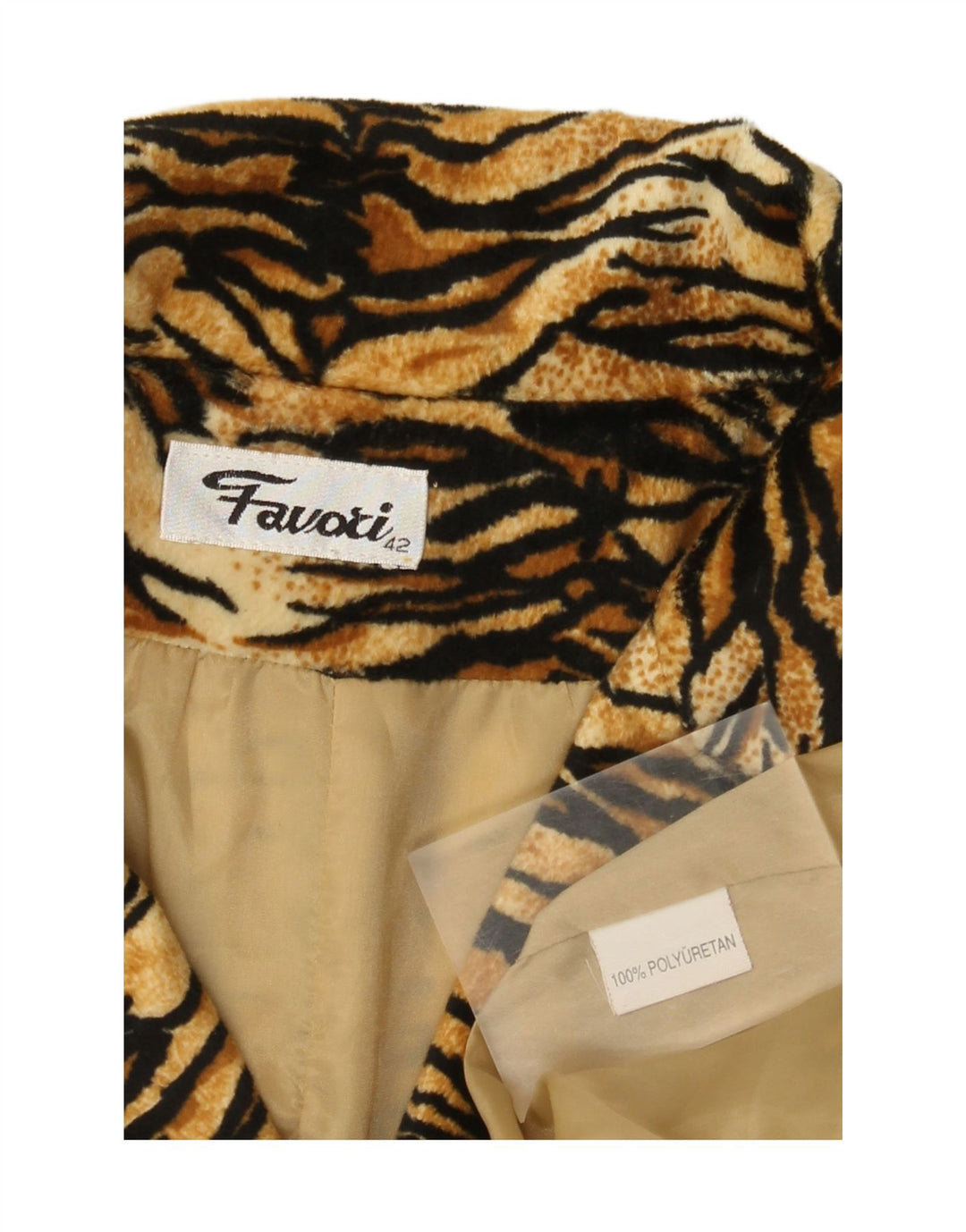 Abrigo Vintage Mujer IT 42 Marrón Medio Animal Print Poliuretano