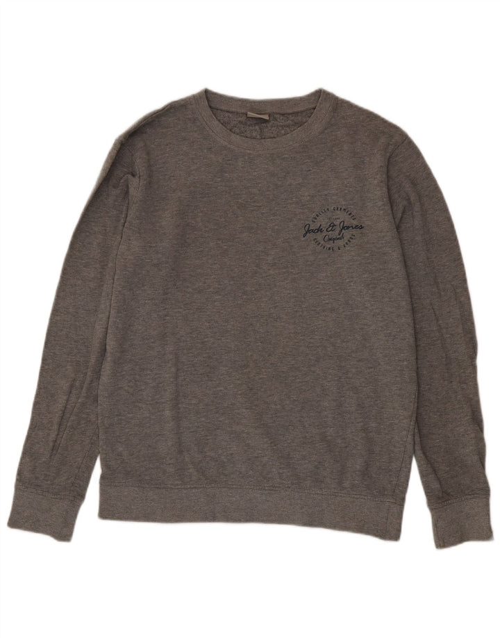 Jack & Jones Hombre Sudadera Jumper De Algodón Moteado Gris Medio