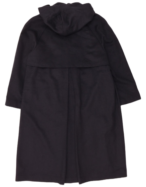 Vintage hombre abrigo con capucha IT 48 lana azul marino medio