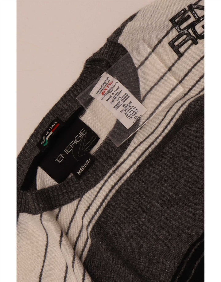 Sixty Hombre Jersey De Cuello Redondo De Viscosa A Rayas Gris Medio