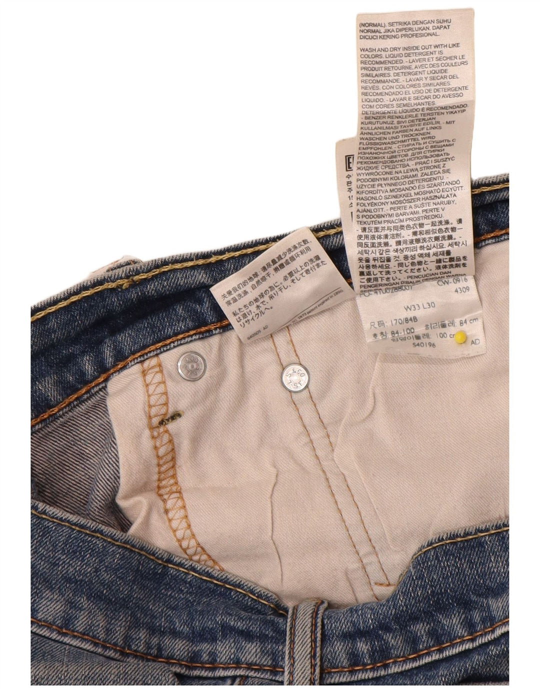 Levi's Hombre 511 Slim Jeans W33 L30 Algodón Azul