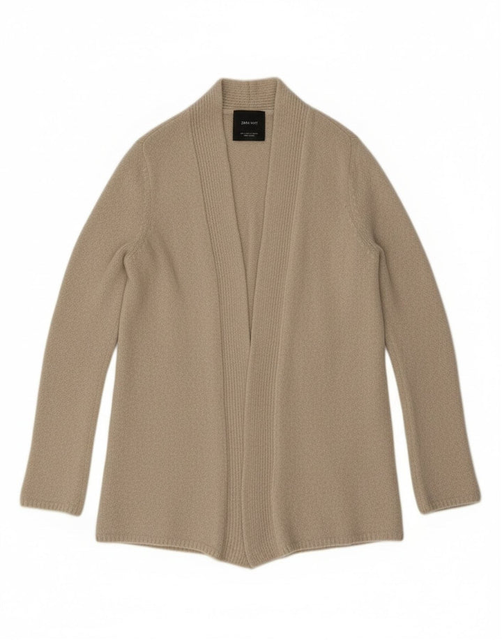 Zara Mujer Cárdigan Abierto Suéter UK 10 Small Beige