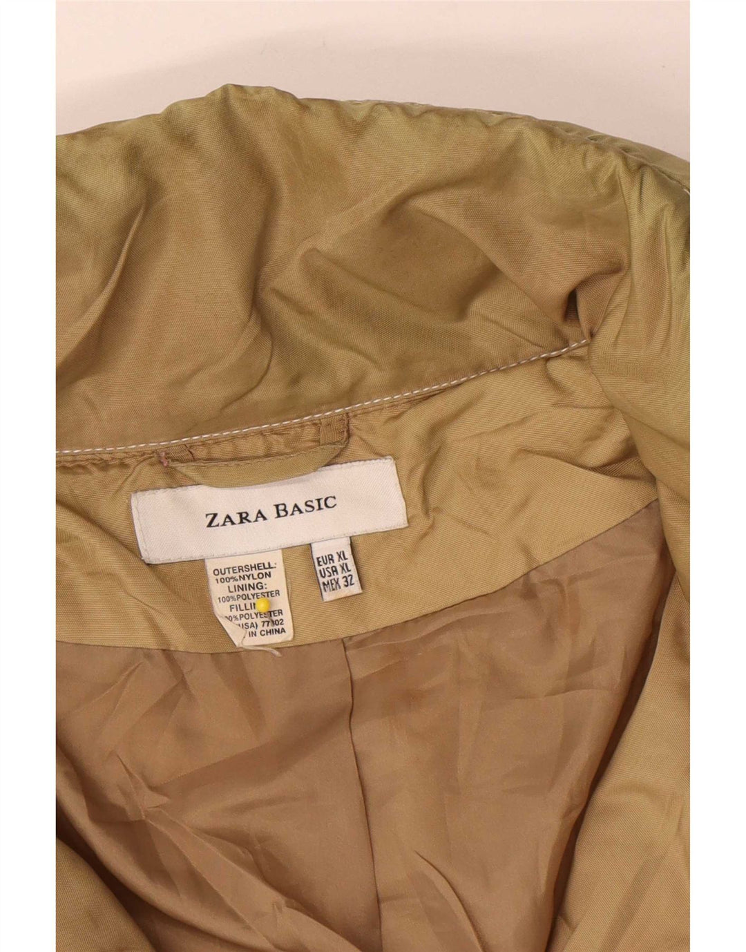 Zara Mujer Chaqueta Utilitaria ES 40 XL Nylon Beige