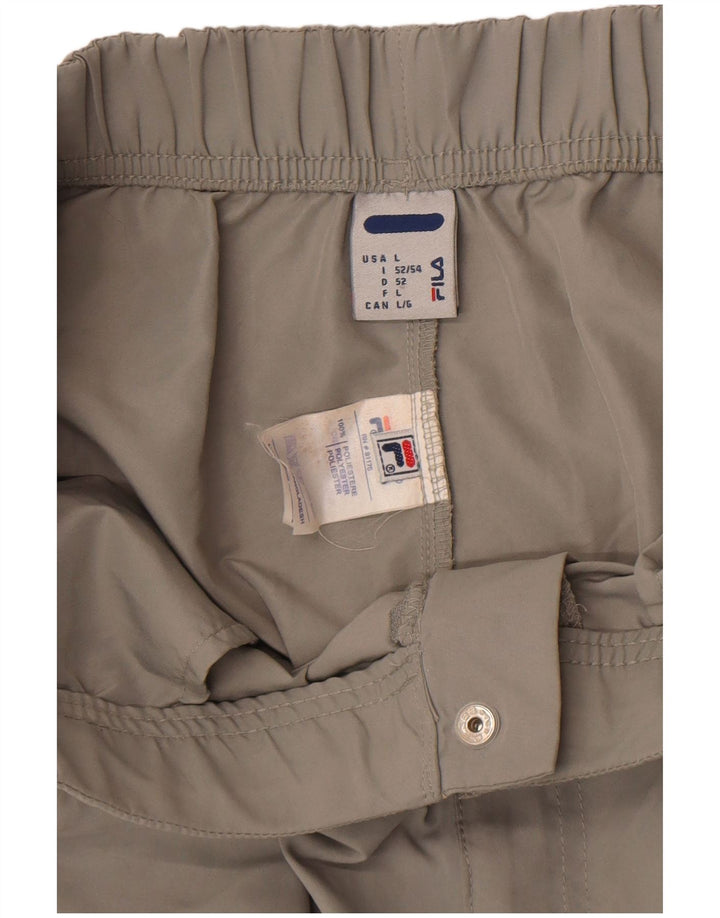 Fila Bermudas para hombre, talla grande, W34, poliéster gris