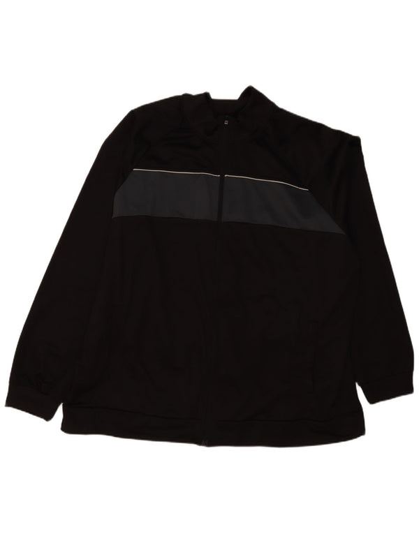 Vintage Mens Chándal Top Chaqueta 3XL Negro Colorblock Poliéster