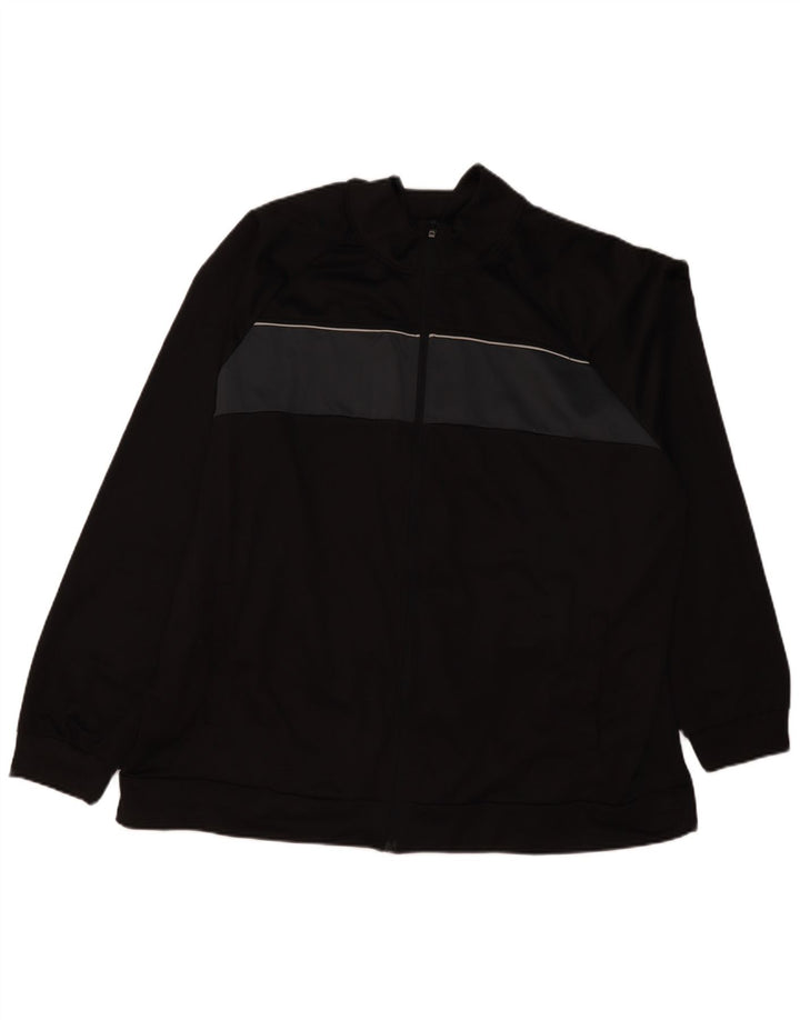 Vintage Mens Chándal Top Chaqueta 3XL Negro Colorblock Poliéster