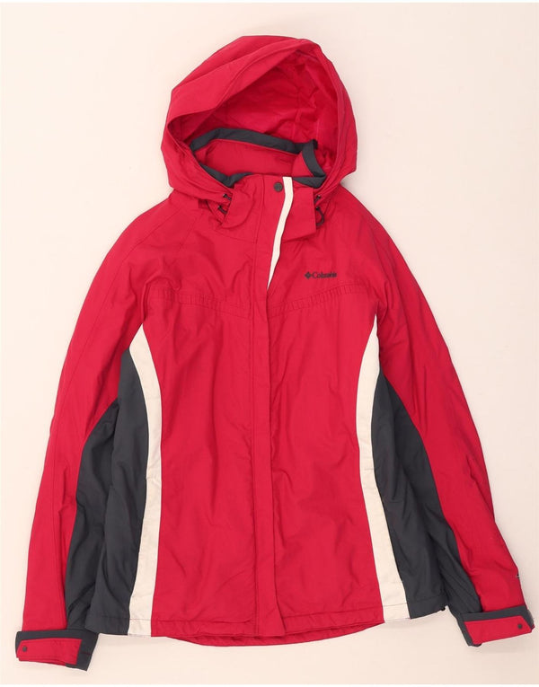 Columbia Chaqueta de esquí con capucha Omni-Tech para mujer UK 12 Medium Red Colourblock