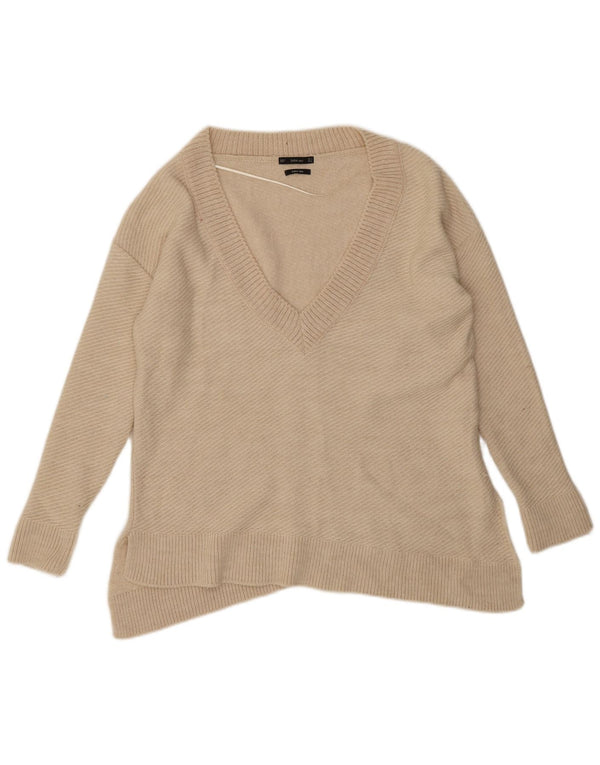 Zara Suéter Asimétrico con Cuello en V para Mujer UK 10 Small Off White